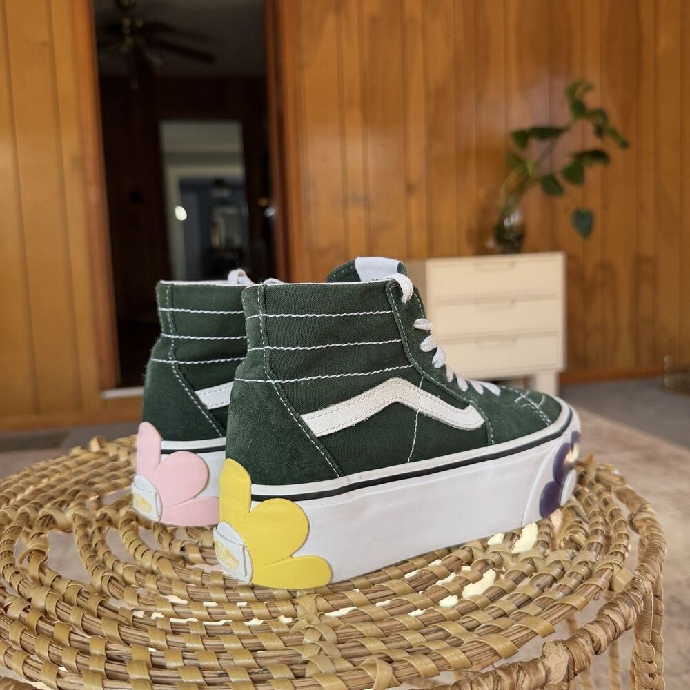 VANS SK8-HI TAPERED STACKFORM OSF SHOE Canvas Dark Green Floral Womens US 6.5 - Picture 6 of 16